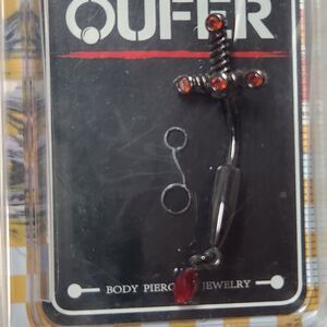 OUFER Dagger Red CZ Dangle Belly Ring Navel Piercing NIB